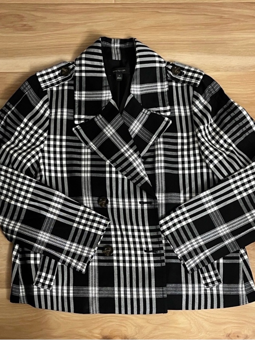Ann Taylor Monochrome Plaid Coat